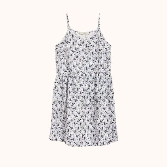 Loft Blue and White Floral Strappy Knee Length Dress Size Small - Picture 2 of 6